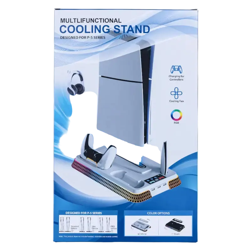 Wigearss Cooling Stand for PS5 Slim and PS5 Pro with Dual Charger and RGB Lights