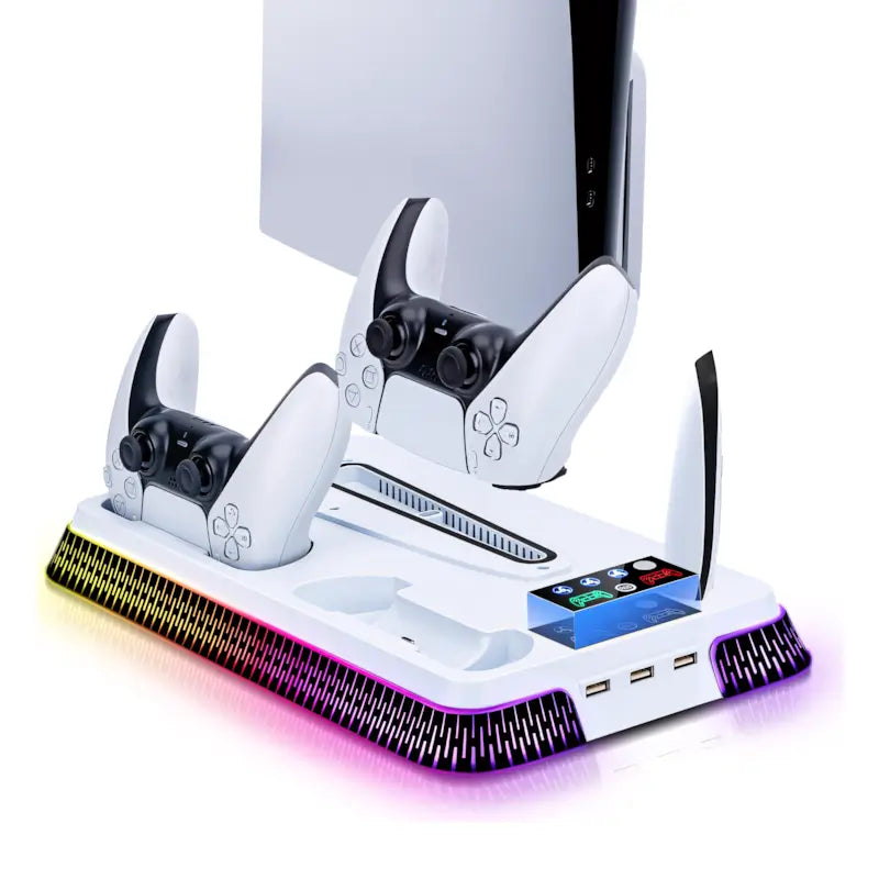 Wigearss Cooling Stand for PS5 Slim and PS5 Pro with Dual Charger and RGB Lights
