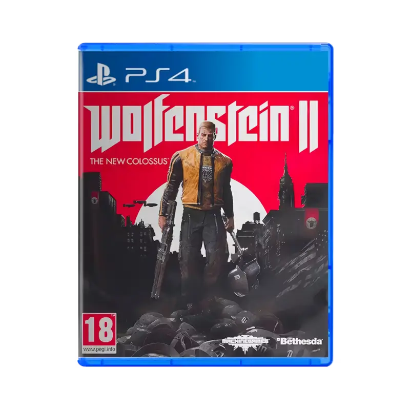Used Wolfenstein II The New Colossus PS4 physical game featuring BJ Blazkowicz in an intense first-person shooter adventure - THARAA STORE