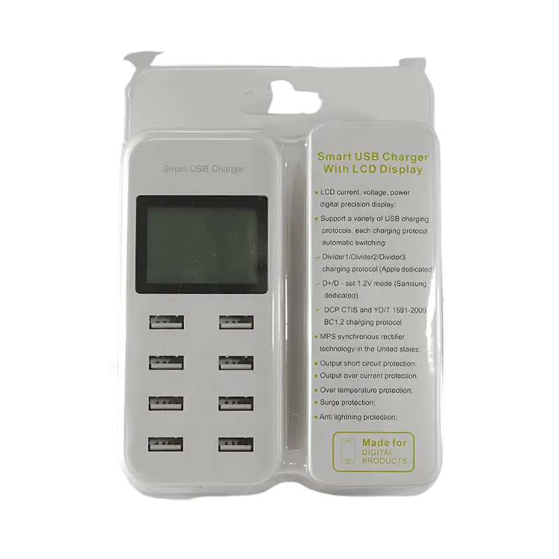 8-Port Smart USB Charger Hub with LCD Display