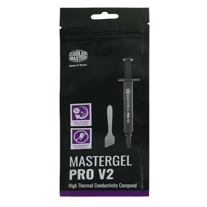 Cooler Master MasterGel Pro V2 gray thermal paste syringe with application scraper and retail packaging, rated at 9 W/m·K - THARAA STORE