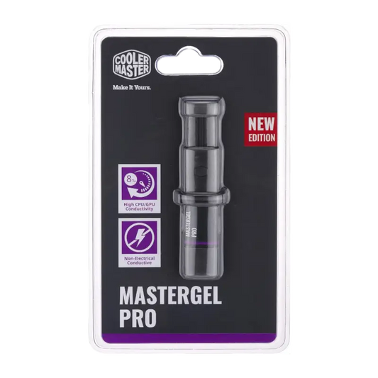 Cooler Master New MasterGel Pro grey thermal paste in a flat-nozzle syringe, with retail packaging and grease-cleaner sachet, model MGY-ZOSG-N15M-R2 - THARAA STORE