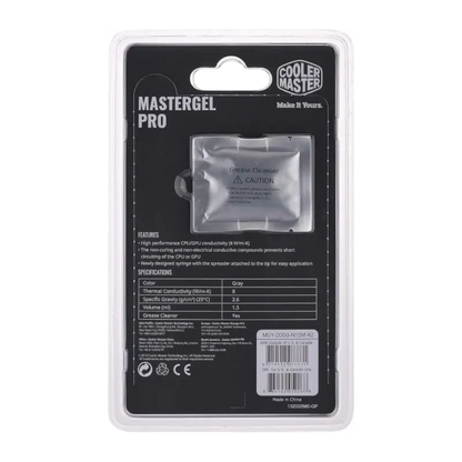 Cooler Master New MasterGel Pro grey thermal paste in a flat-nozzle syringe, with retail packaging and grease-cleaner sachet, model MGY-ZOSG-N15M-R2 - THARAA STORE
