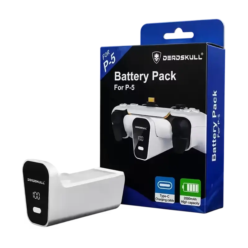 Deadskull 2000mAh Rechargeable Battery Pack for PS5 DualSense Controller with LED Battery Percentage Display - THARAA STORE