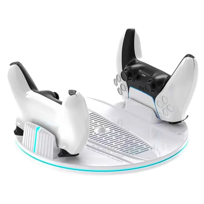 DEADSKULL DS-8057 vertical charging stand with dual controller charger and headphone holder for PS5 PS5 Slim and PS5 Pro white - THARAA STORE