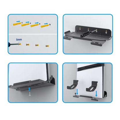 DEADSKULL DS-MZ8005T black suspension wall mount bracket for PS5 PS5 Slim and PS5 Pro with dual controller holders - THARAA STORE