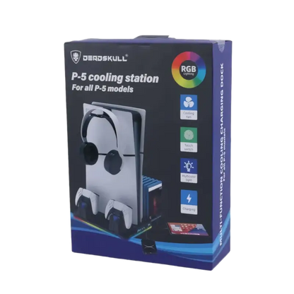 DEADSKULL DS-MZ8043 RGB cooling and charging stand for PS5 PS5 Slim and PS5 Pro with dual controller charger and game storage - THARAA STORE