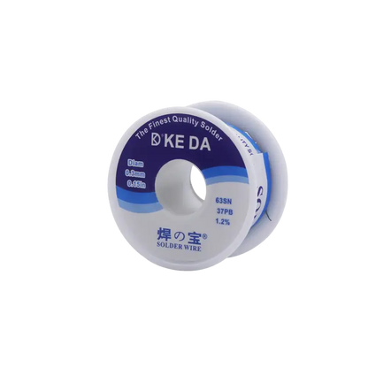D'KE DA solder wire spool labeled 63Sn 37Pb, 0.3 mm diameter and 1.2% flux content - THARAA STORE