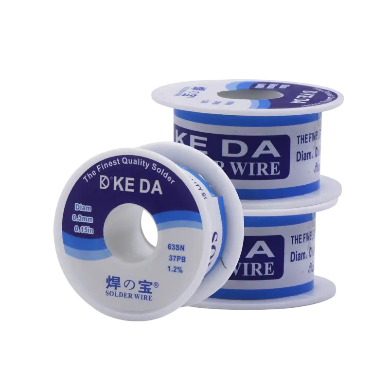 D'KE DA solder wire spool labeled 63Sn 37Pb, 0.3 mm diameter and 1.2% flux content - THARAA STORE
