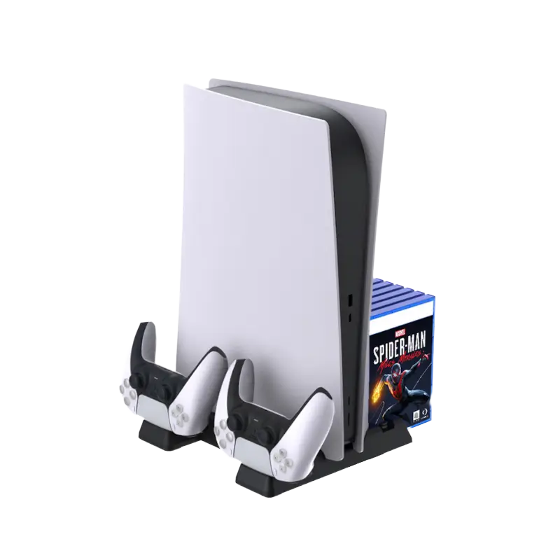 DOBE TP5-0593S multifunctional cooling and charging stand for PS5 and PS5 Slim with dual cooling fans dual controller charger and game disc storage - THARAA STORE