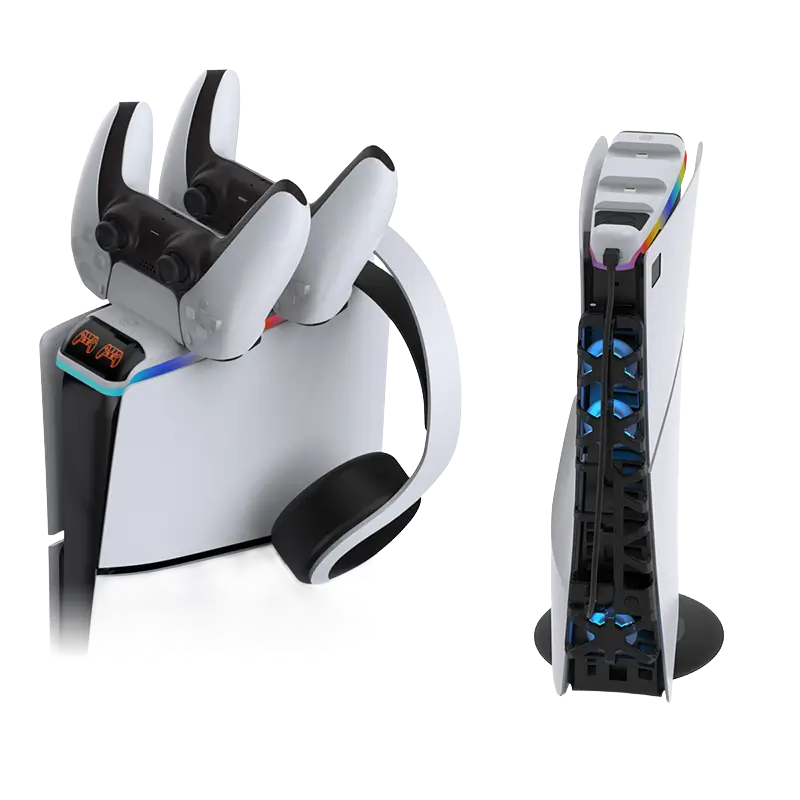 DOBE TP5-35130 3-in-1 PS5 Slim stand with cooling fan and dual controller charging