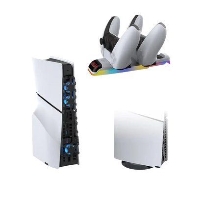 DOBE TP5-35130 3-in-1 PS5 Slim stand with cooling fan and dual controller charging