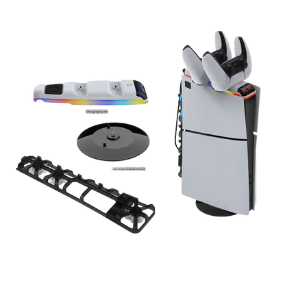 DOBE TP5-35130 3-in-1 PS5 Slim stand with cooling fan and dual controller charging