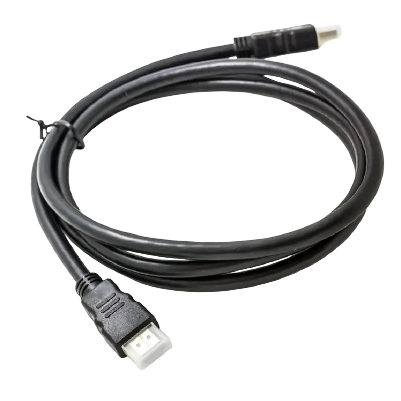 Black 1.5-metre HDMI cable with standard HDMI connectors, shown coiled in two product views - THARAA STORE