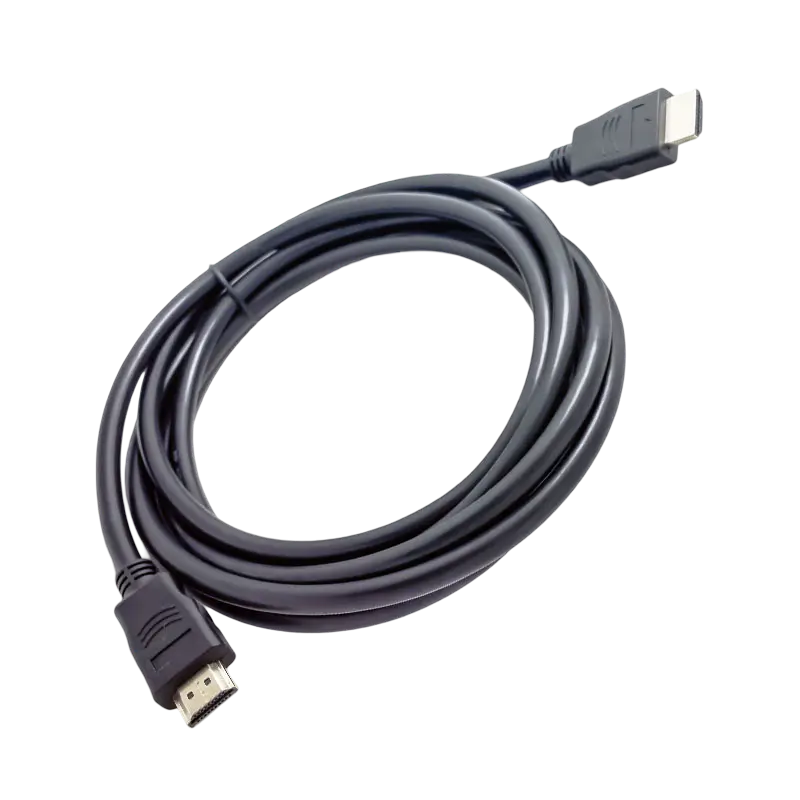 Black 1.5-metre HDMI cable with standard HDMI connectors, shown coiled in two product views - THARAA STORE