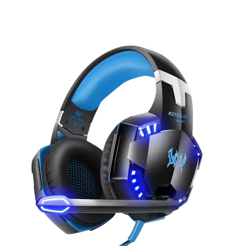 KOTION EACH GS600 blue wired gaming headset with 50mm stereo drivers and LED lighting - THARAA STORE