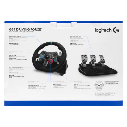 Logitech G29 Driving Force Racing Wheel with 3 Pedals for PS5 PS4 PS3 and PC Black - THARAA STORE