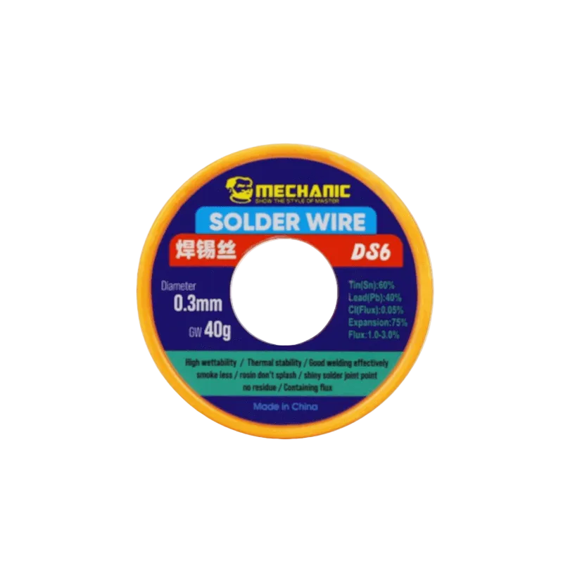 MECHANIC DS6 soldering wire 0.4mm 40g 60/40 rosin core for electronics soldering