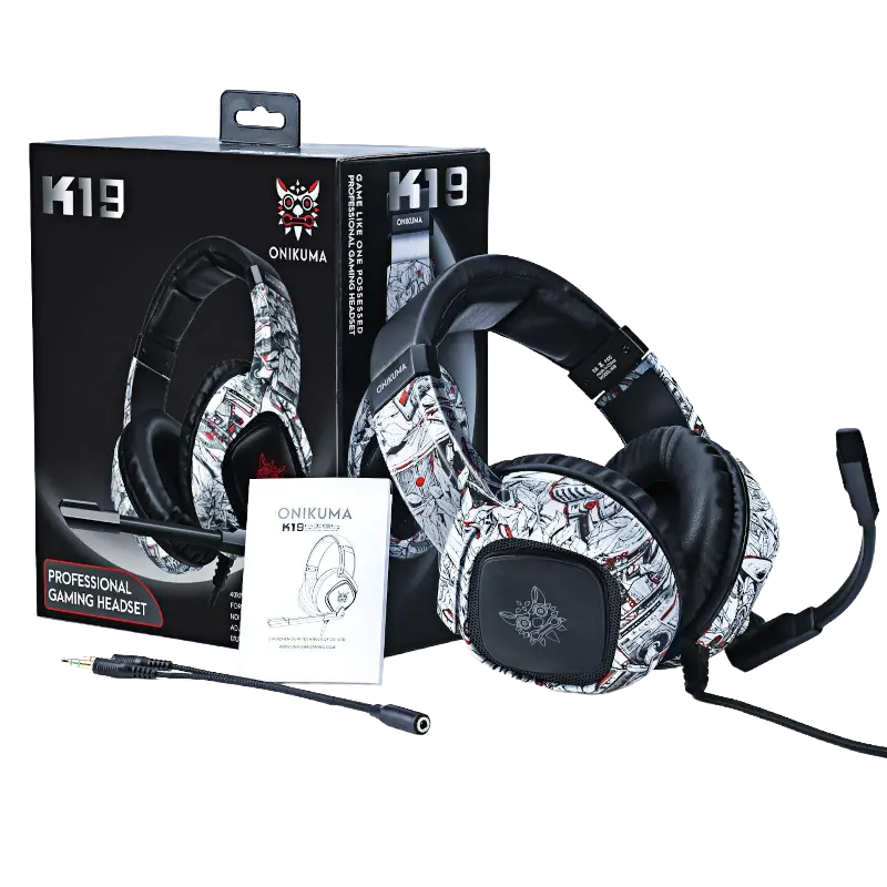 ONIKUMA K19 Camou White RGB wired gaming headset with 50mm stereo drivers - THARAA STORE