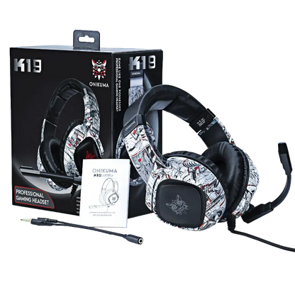ONIKUMA K19 Camou White RGB wired gaming headset with 50mm stereo drivers - THARAA STORE