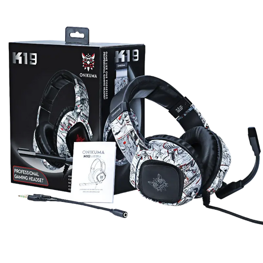 ONIKUMA K19 Camou White RGB wired gaming headset with 50mm stereo drivers - THARAA STORE