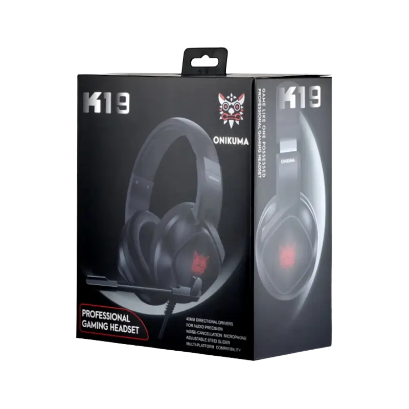 Onikuma K19 wired gaming headset black with RGB lighting and 50mm stereo drivers - THARAA STORE