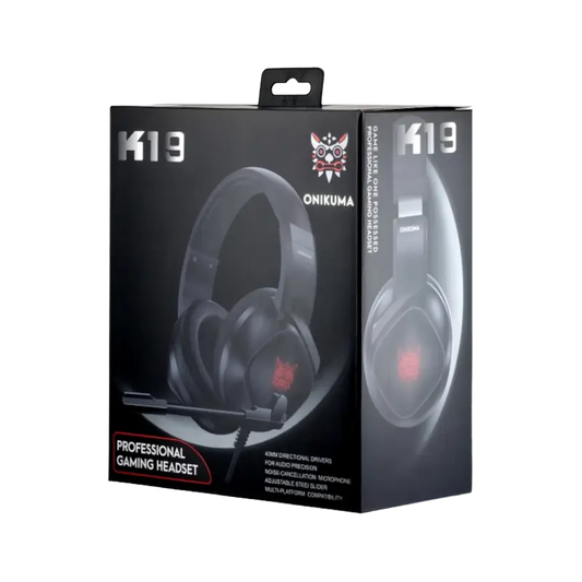 Onikuma K19 wired gaming headset black with RGB lighting and 50mm stereo drivers - THARAA STORE
