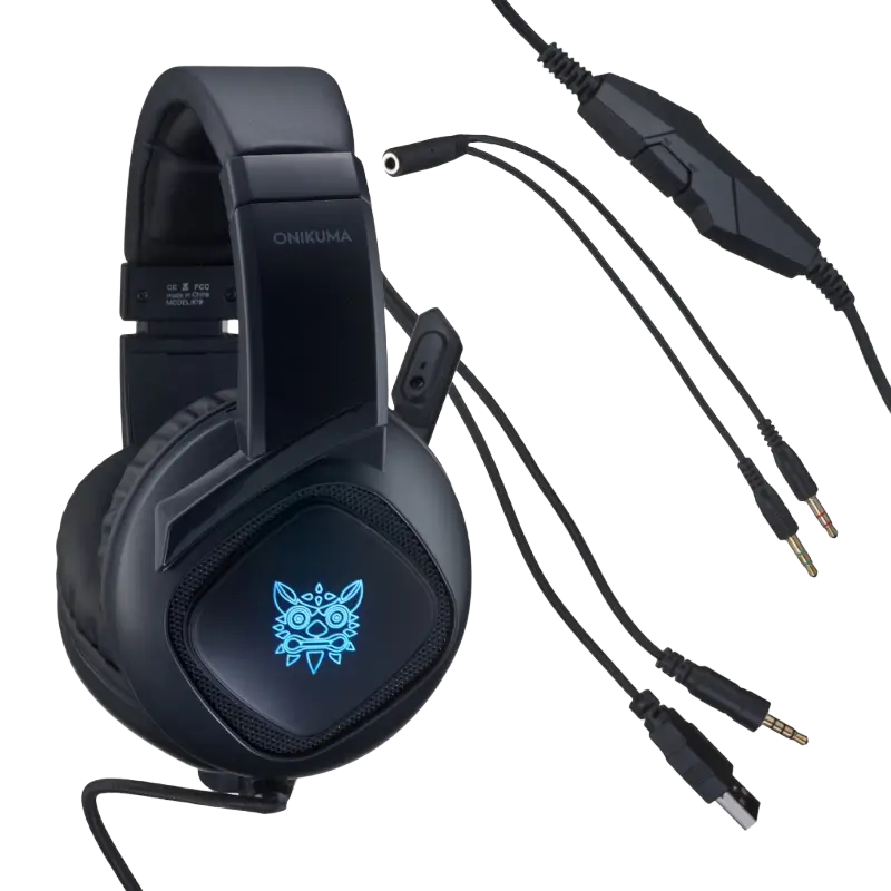 Onikuma K19 wired gaming headset black with RGB lighting and 50mm stereo drivers - THARAA STORE