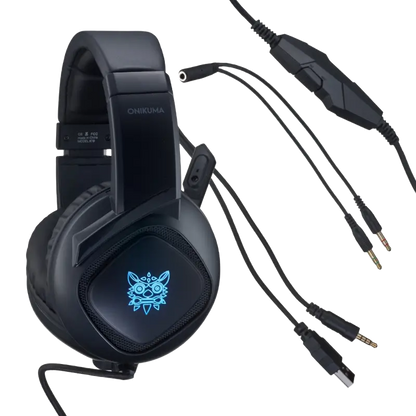 Onikuma K19 wired gaming headset black with RGB lighting and 50mm stereo drivers - THARAA STORE