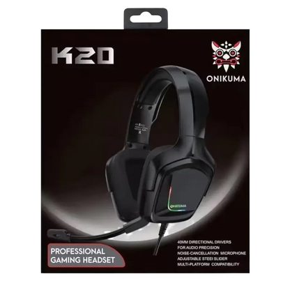 ONIKUMA K20 RGB wired gaming headset with noise-isolating microphone and 50mm stereo drivers - THARAA STORE