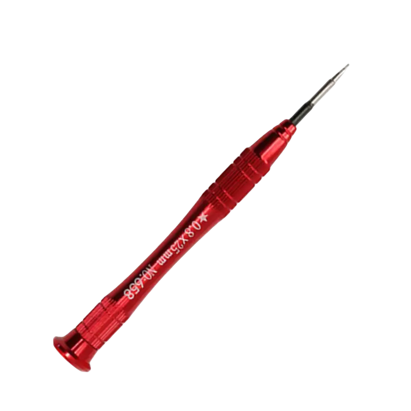 Precision screwdriver with a narrow metal shaft and ridged handle for electronics repair - THARAA STORE