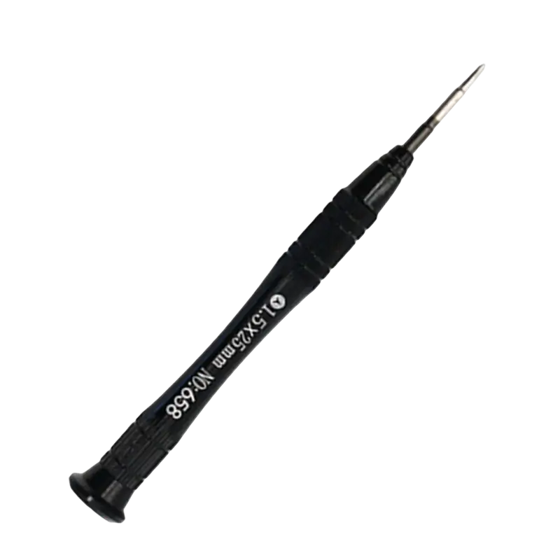 Precision screwdriver with a narrow metal shaft and ridged handle for electronics repair - THARAA STORE
