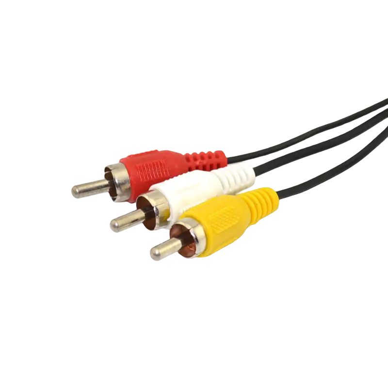 Black 1.8m PS2 and PS3 composite AV cable with yellow, white and red RCA connectors - THARAA STORE