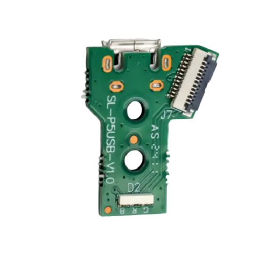 Green PS4 controller charging-port circuit board marked SL-P5USB-V1.0, with a USB port and large ribbon-cable connector - THARAA STORE