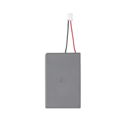 Gray replacement PS4 controller battery with a short red and black cable and white connector, shown from both sides - THARAA STORE