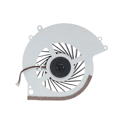 KSB0912HE internal cooling fan for PS4 CUH-10XX consoles, shown from multiple angles with black fan blades, white housing, mounting points, and long connector cable - THARAA STORE