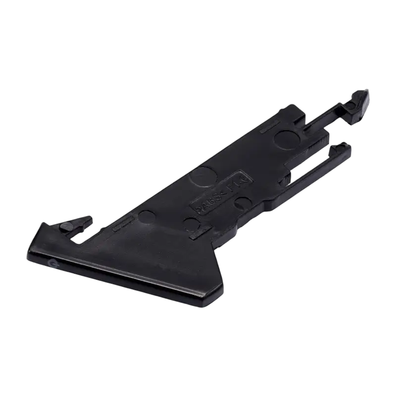Black plastic eject and power button clip for PlayStation 4 CUH-1200, shown from three angles - THARAA STORE
