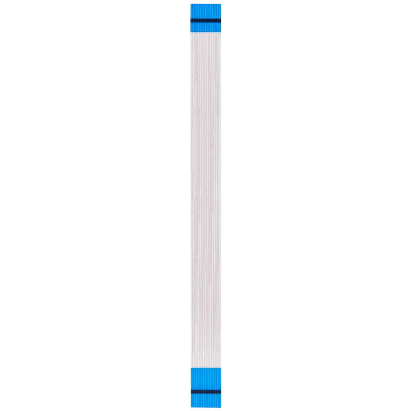 12-pin PS4 DualShock 4 charging port ribbon flex cable with flat white cable and blue reinforced connector ends, shown from multiple sides - THARAA STORE