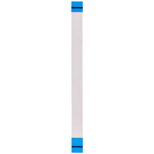 12-pin PS4 DualShock 4 charging port ribbon flex cable with flat white cable and blue reinforced connector ends, shown from multiple sides - THARAA STORE