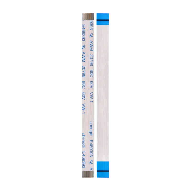 12-pin PS4 DualShock 4 charging port ribbon flex cable with flat white cable and blue reinforced connector ends, shown from multiple sides - THARAA STORE