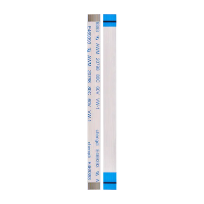 12-pin PS4 DualShock 4 charging port ribbon flex cable with flat white cable and blue reinforced connector ends, shown from multiple sides - THARAA STORE