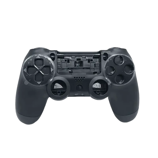 Dark-colored PS4 DualShock 4 JDM-011 front housing shell with D-pad, action-button surrounds, and analog-stick openings - THARAA STORE
