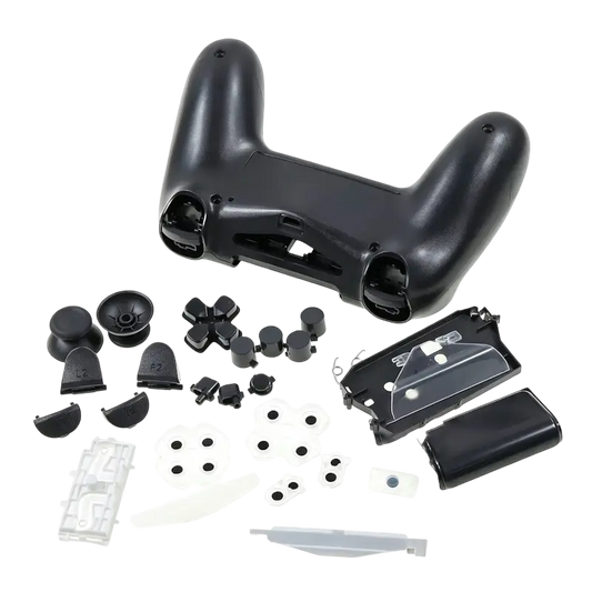Black full housing shell replacement kit with outer covers, internal frame and button components for a PS4 DualShock 4 JDM-030 controller - THARAA STORE