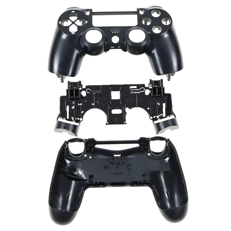 Black full housing shell replacement kit with outer covers, internal frame and button components for a PS4 DualShock 4 JDM-030 controller - THARAA STORE