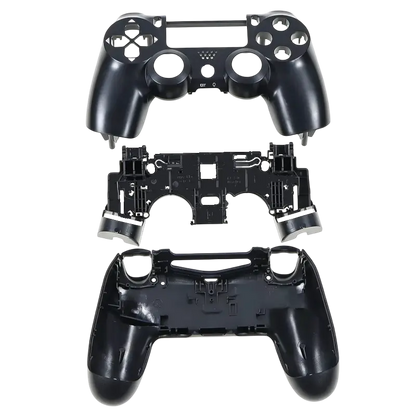 Black full housing shell replacement kit with outer covers, internal frame and button components for a PS4 DualShock 4 JDM-030 controller - THARAA STORE