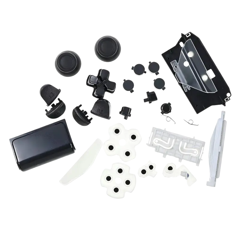 Black full housing shell replacement kit with outer covers, internal frame and button components for a PS4 DualShock 4 JDM-030 controller - THARAA STORE