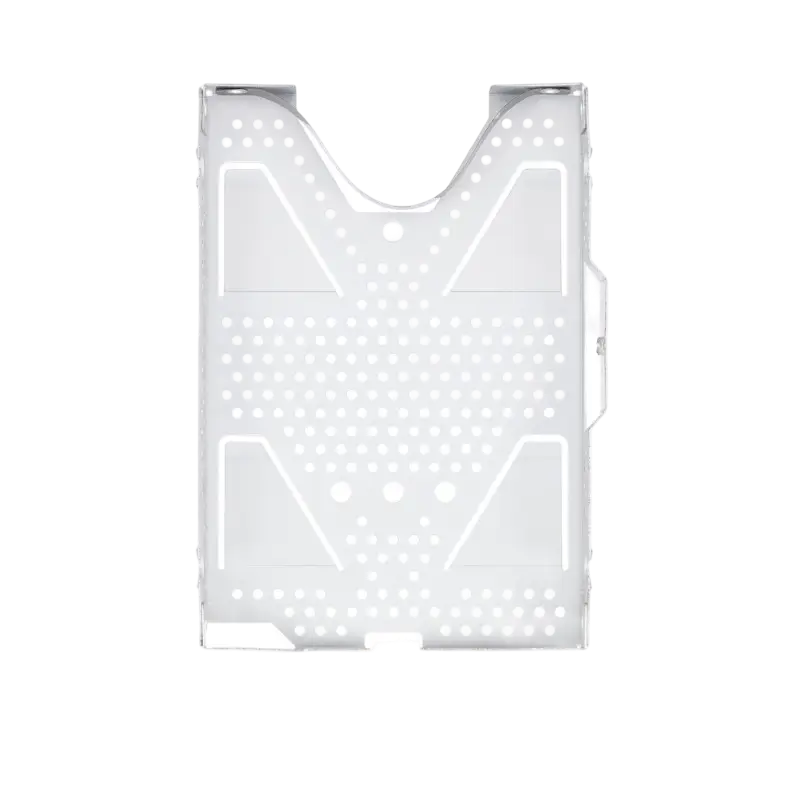 Silver metal hard drive mounting bracket for PlayStation 4 Slim, shown from the front and at an angle - THARAA STORE