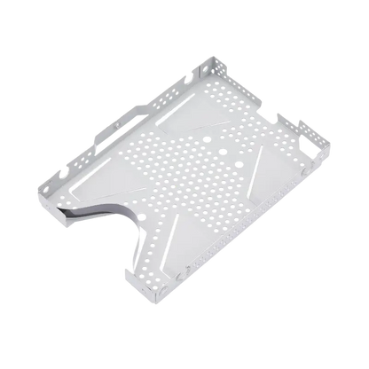 Silver metal hard drive mounting bracket for PlayStation 4 Slim, shown from the front and at an angle - THARAA STORE
