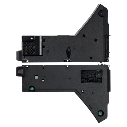 Black internal PS5 power supply unit for compatible CFI-10XX and CFI-11XX consoles, shown from multiple angles with its specification label, ventilation openings, mounting points and AC power connector - THARAA STORE