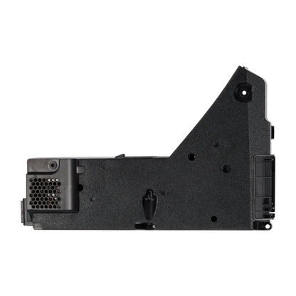 Black ADP-400FR internal power supply for compatible PS5 CFI-12XX consoles, shown from multiple angles with its identification label, ventilation openings, mounting points and connectors - THARAA STORE